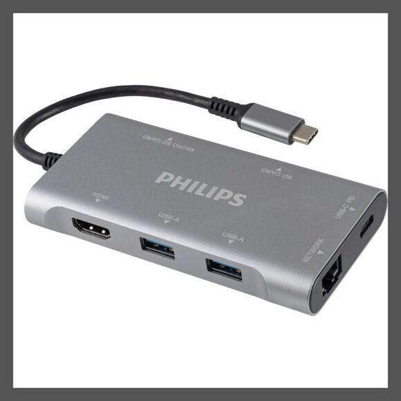 Philips Other - Philips -  Elite Plus USB-C Multiport Power Adapter C Silver